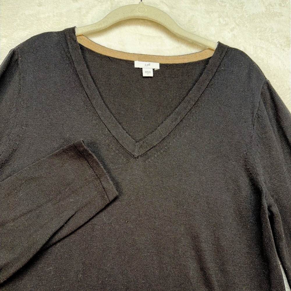 J. Jill V Neck Tunic Top‎ Black Long Sleeve Stretch Casual Minimalist Women S